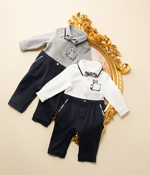 Cotton Terry Romper with Teddy Bear Applique