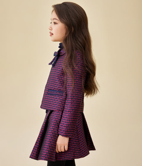 Cropped Heart Jacquard Jacket