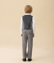 Load image into Gallery viewer, Piped Grey Wool-Blend Waistcoat &amp; Bow tie Set
